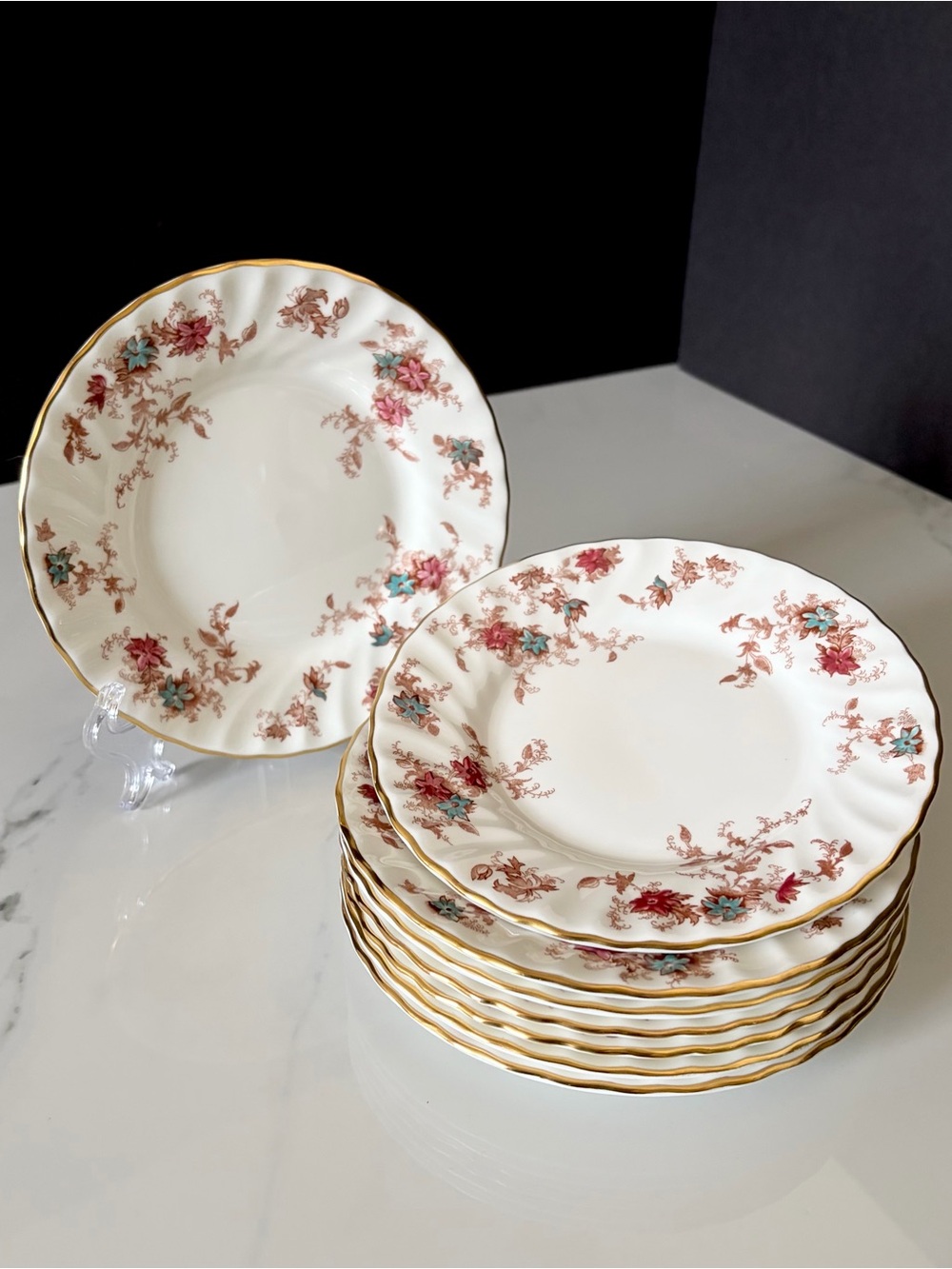 SET of 8 Bread Plates - Ancestral by Minton